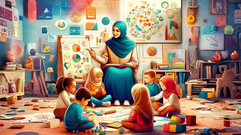 معلمة تدرس التلاميذ استراتيجيات التعلم النشط